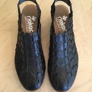 Rieker Woven Leather Slingback Shoes